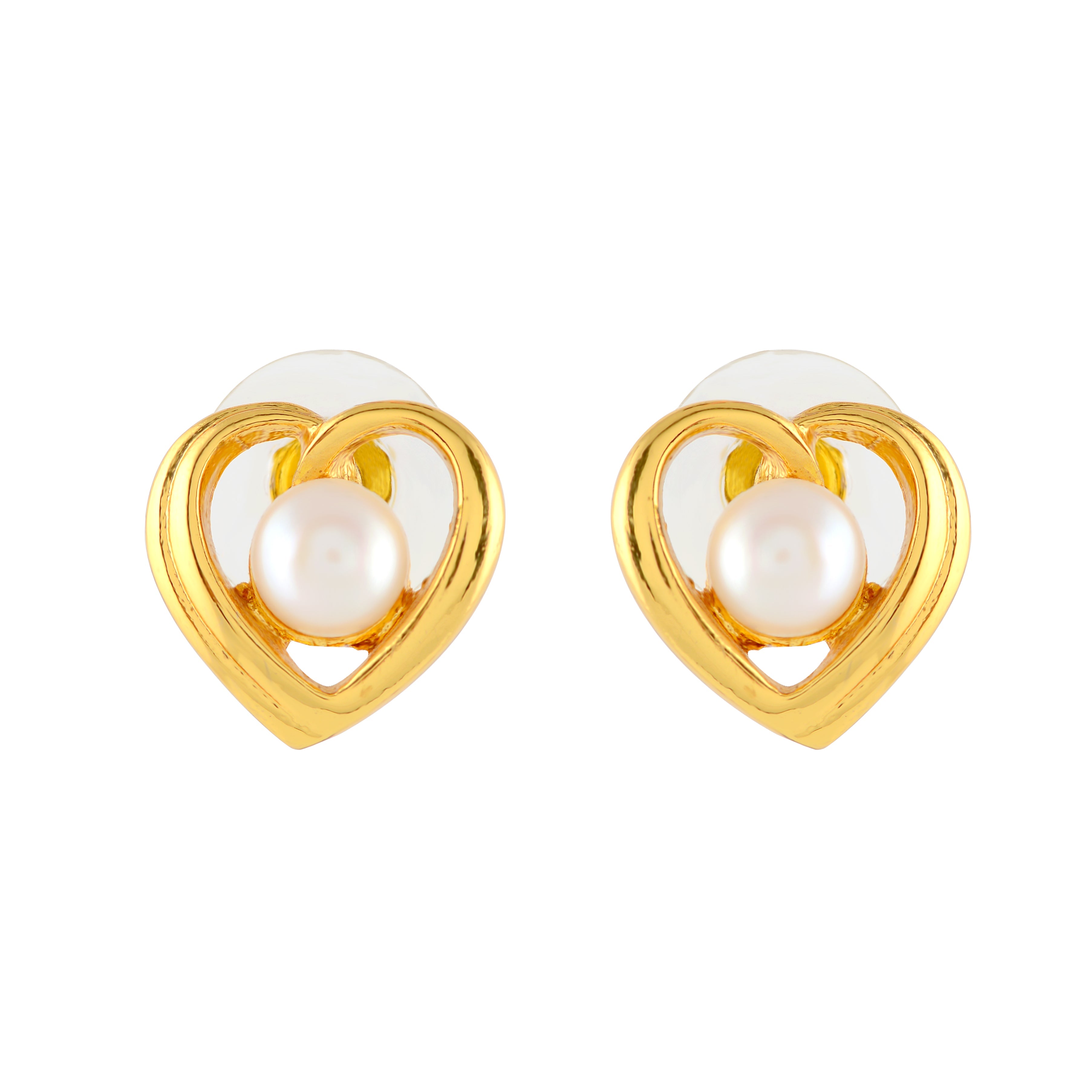 Heart Shape Pearl Studs - Krishna Jewellers Pearls and Gems